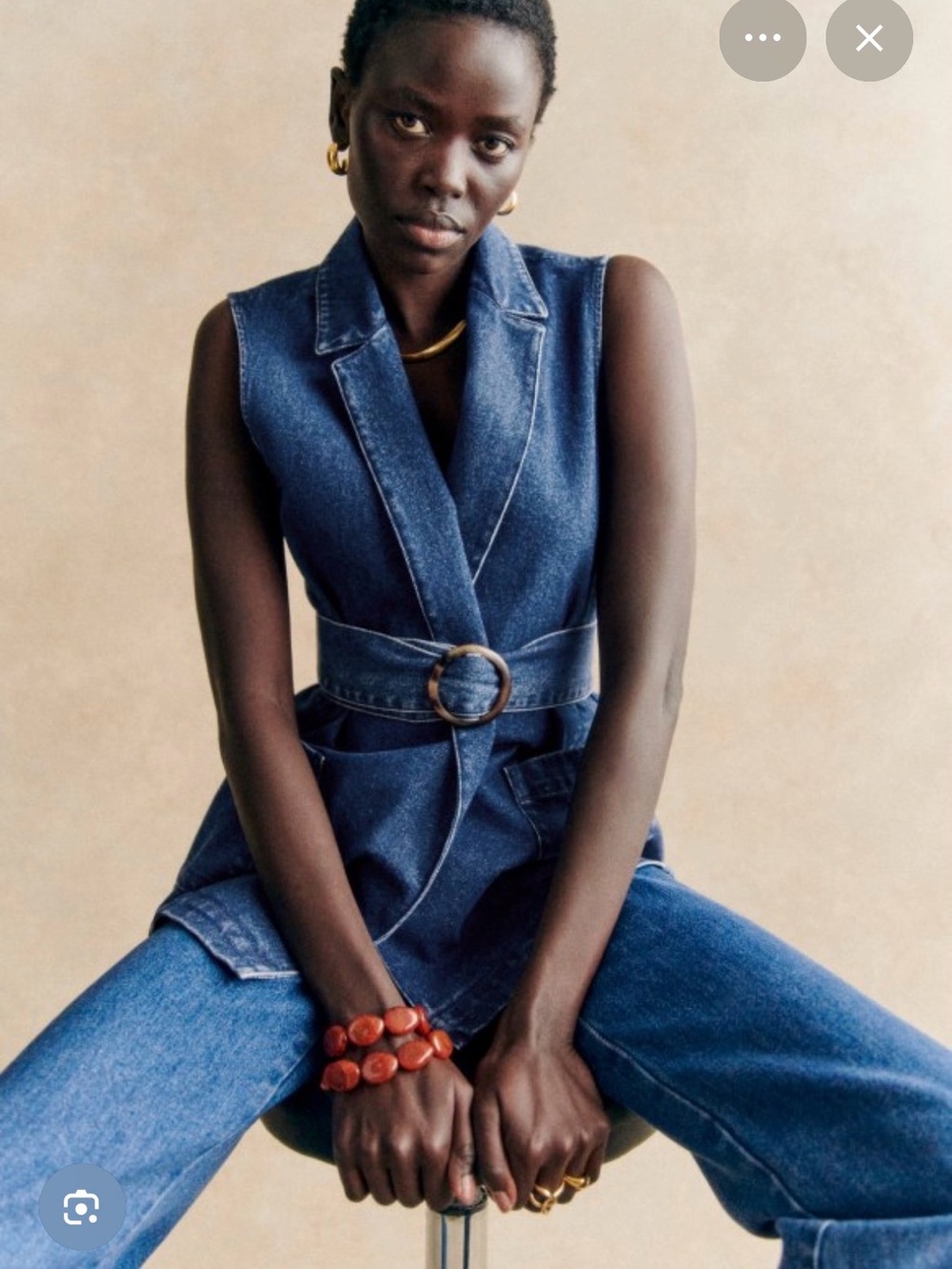 Sezane Denim Marena Wrap Vest